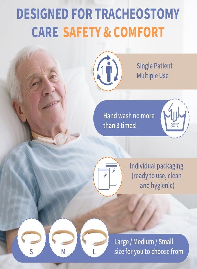 EHUSPU Tracheostomy Tube Holder – Adjustable Trach Tube Neck Strap with Hook Loop, Soft Foam & Breathable Fabric, Skin-Friendly Tracheostomy Neckband Collar, Post-Op, ICU & Home Care 5pcs Medium Size - Image 2